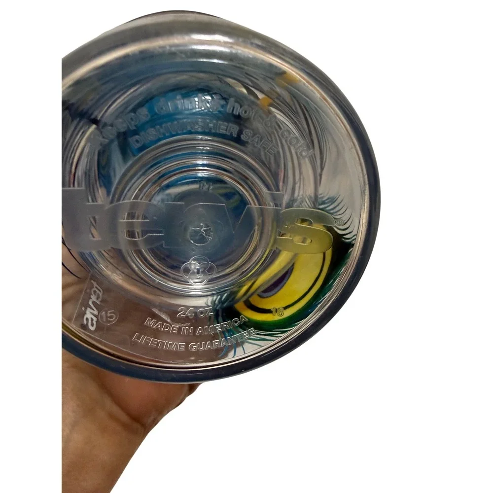 Tervis 24oz Insulated Tumbler with Lid Peacock Feather Print Blue Green‎ Clear